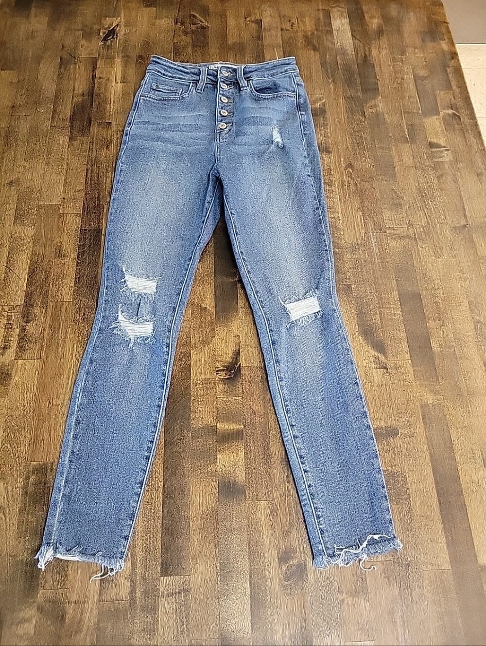 Ymi High-Waist Distressed Skinny Women's Jeans in Light Blue